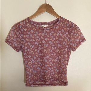 Aeropostale S Pink Floral Crop Top